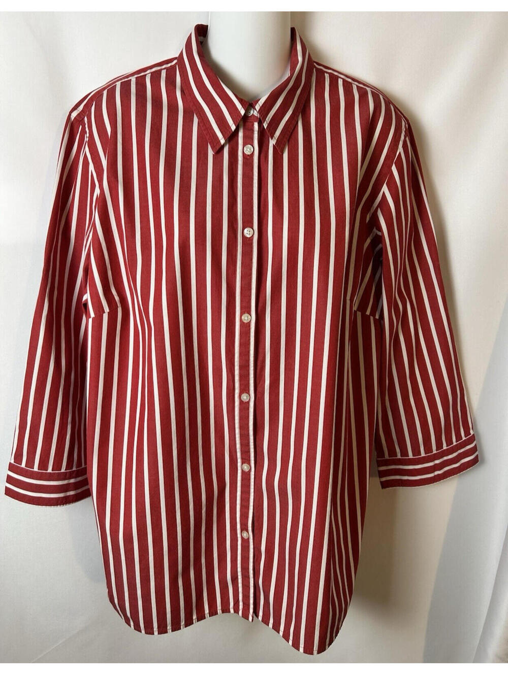 Unknown Brand  White/Red Stripe 3/4 Sleeve Blouse   Size 1X
